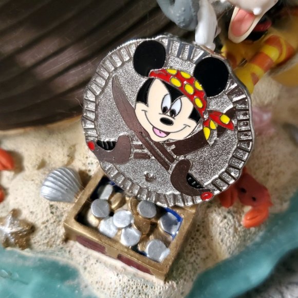 Mickey Mouse Silver Pirate Coin Pin - Picture 1 of 8
